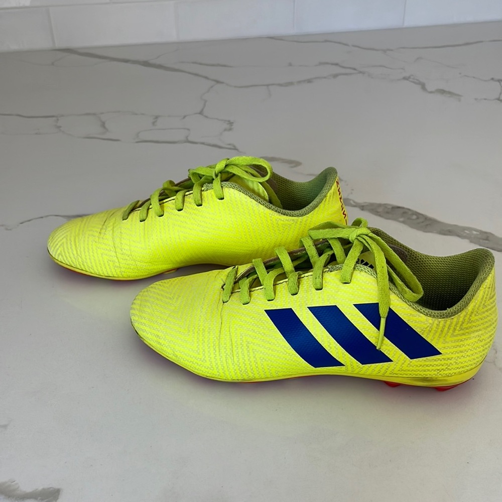 Adidas Nemeziz Boys Neon Yellow and Blue Soccer Cleats | 4